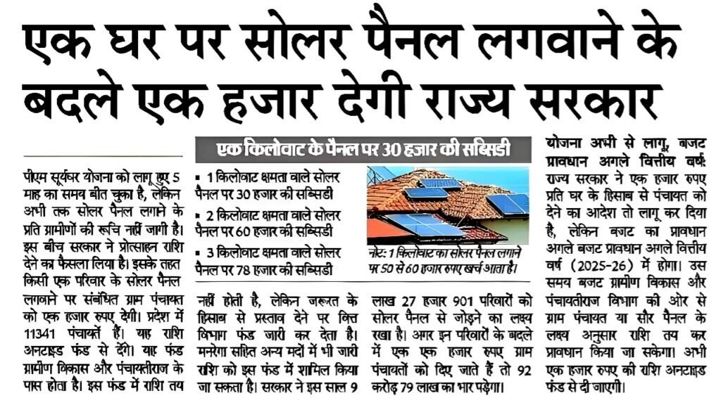 2025 Solar Rooftop Subsidy Yojana: सोलर रूफटॉप योजना के फॉर्म भरना शुरू